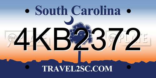 4KB2372 South Carolina License Plate