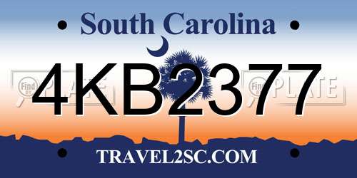 4KB2377 South Carolina License Plate