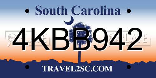 4KBB942 South Carolina License Plate