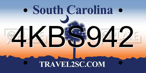 4KBS942 South Carolina License Plate