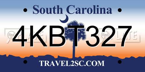 4KBT327 South Carolina License Plate