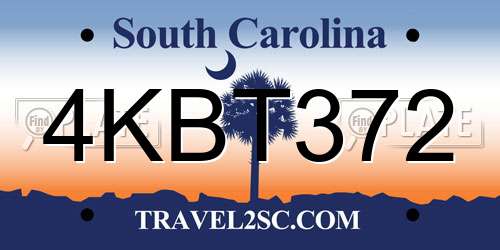 4KBT372 South Carolina License Plate