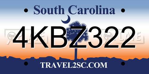 4KBZ322 South Carolina License Plate