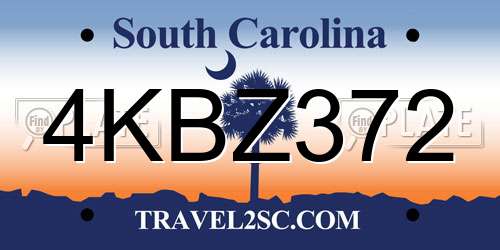 4KBZ372 South Carolina License Plate