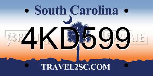 4KD599 South Carolina License Plate