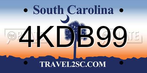 4KDB99 South Carolina License Plate