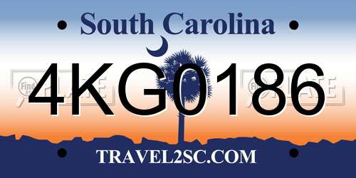 4KG0186 South Carolina License Plate