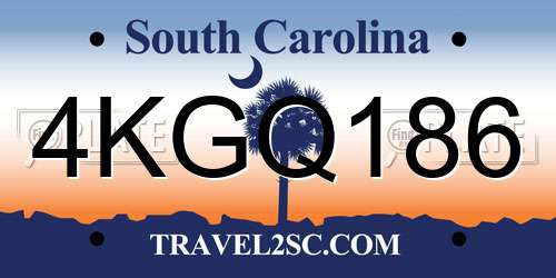 4KGQ186 South Carolina License Plate