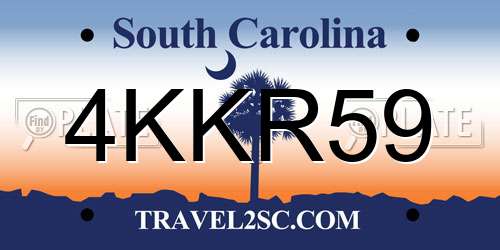 4KKR59 South Carolina License Plate