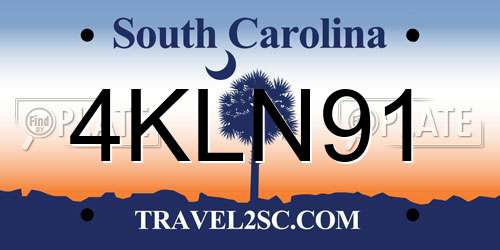 4KLN91 South Carolina License Plate