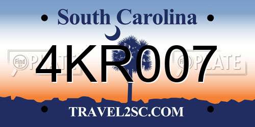 4KR007 South Carolina License Plate