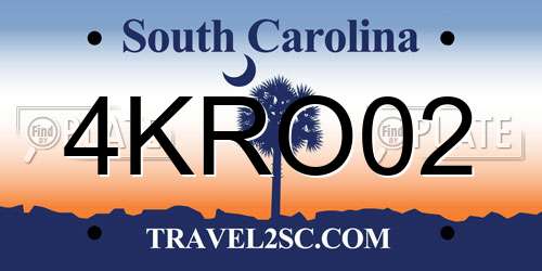4KRO02 South Carolina License Plate