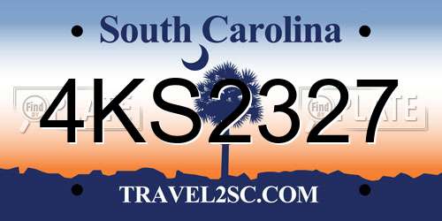 4KS2327 South Carolina License Plate