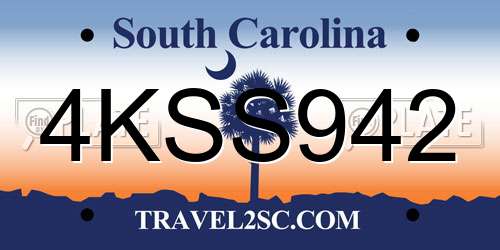 4KSS942 South Carolina License Plate