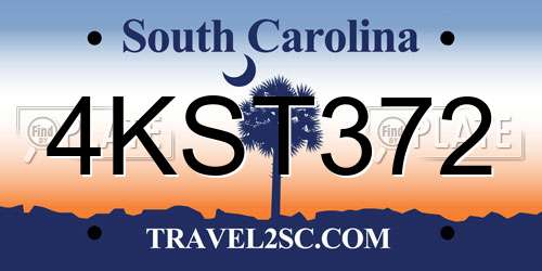4KST372 South Carolina License Plate