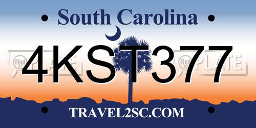 4KST377 South Carolina License Plate