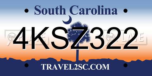 4KSZ322 South Carolina License Plate
