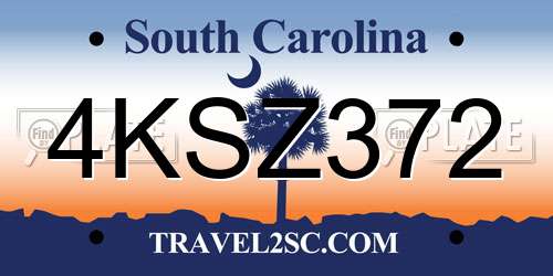 4KSZ372 South Carolina License Plate