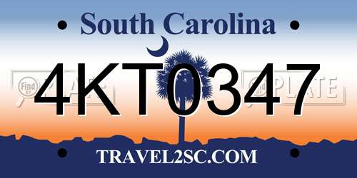 4KT0347 South Carolina License Plate