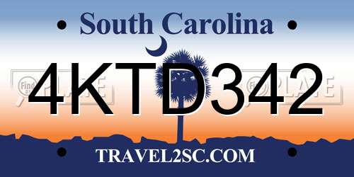 4KTD342 South Carolina License Plate