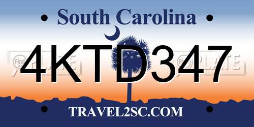 4KTD347 South Carolina License Plate