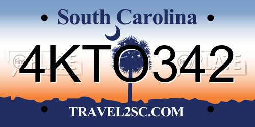 4KTO342 South Carolina License Plate