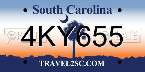 4KY655 South Carolina License Plate