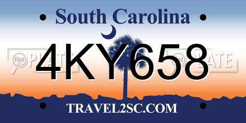 4KY658 South Carolina License Plate
