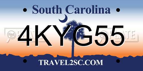 4KYG55 South Carolina License Plate