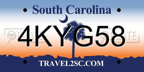 4KYG58 South Carolina License Plate