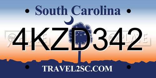 4KZD342 South Carolina License Plate