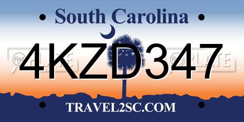 4KZD347 South Carolina License Plate