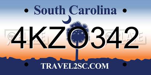 4KZO342 South Carolina License Plate
