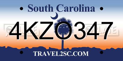 4KZO347 South Carolina License Plate