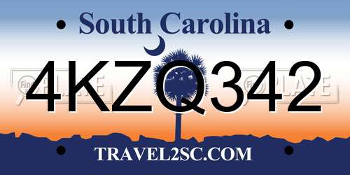 4KZQ342 South Carolina License Plate