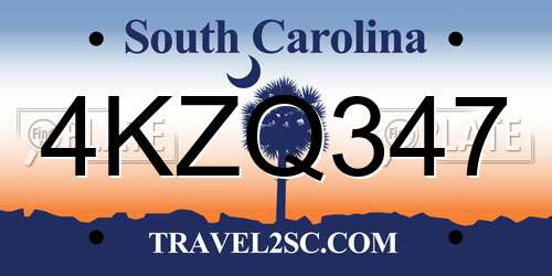 4KZQ347 South Carolina License Plate