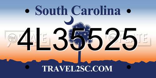 4L35525 South Carolina License Plate