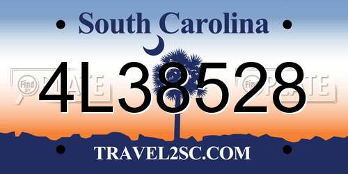 4L38528 South Carolina License Plate