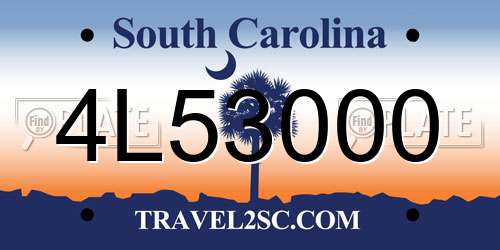 4L53000 South Carolina License Plate