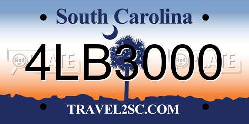 4LB3000 South Carolina License Plate