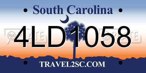 4LD1058 South Carolina License Plate