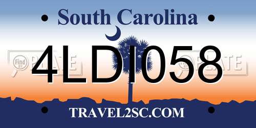 4LDI058 South Carolina License Plate