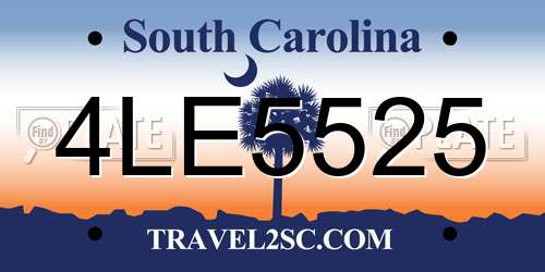 4LE5525 South Carolina License Plate