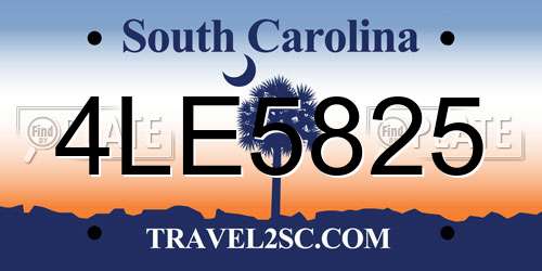 4LE5825 South Carolina License Plate
