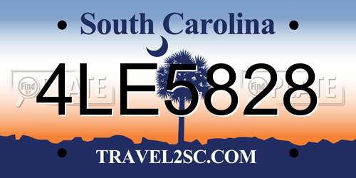 4LE5828 South Carolina License Plate