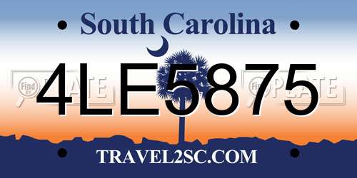 4LE5875 South Carolina License Plate