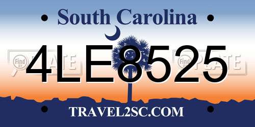 4LE8525 South Carolina License Plate