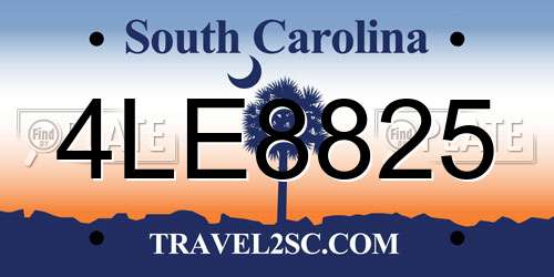 4LE8825 South Carolina License Plate