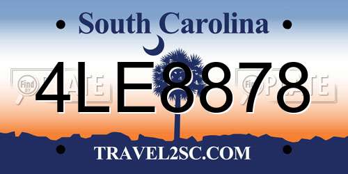 4LE8878 South Carolina License Plate
