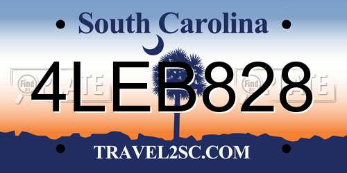 4LEB828 South Carolina License Plate
